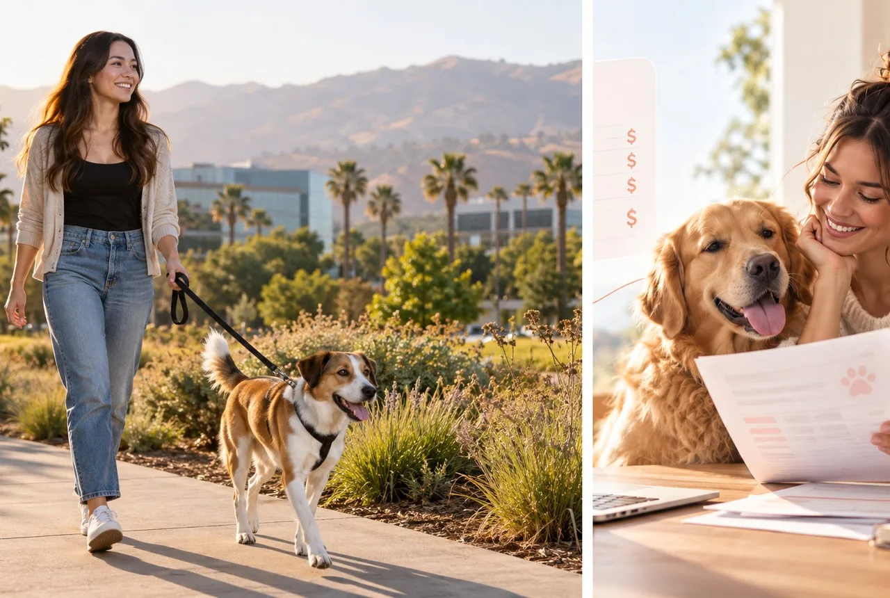 Dog owner considering pet insurance california for dogs