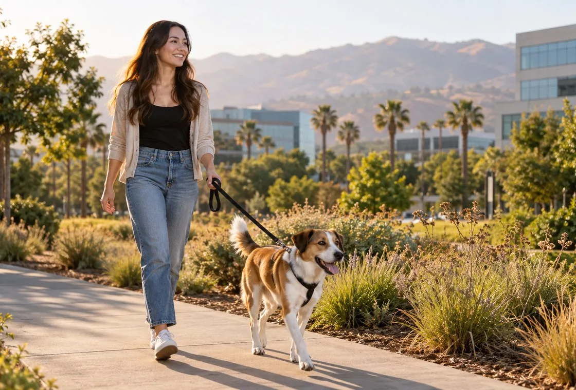 Pet owner in a location-focused insurance context
